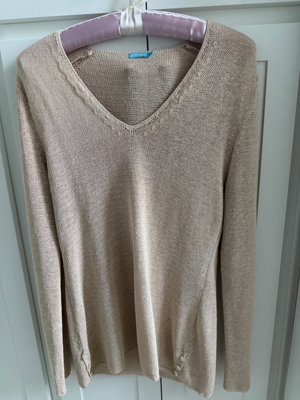 Light Beige V-Neck Women's Sweater